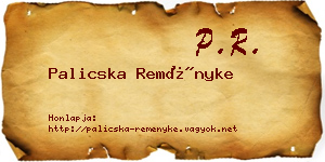 Palicska Reményke névjegykártya